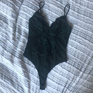 Socialite green ribbed bodysuit